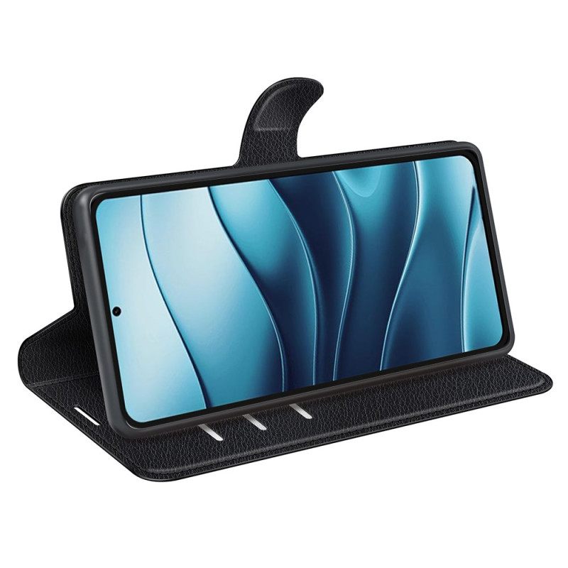 Leren Hoesje Xiaomi Redmi Note 14 5g Klassiek Lychee Kunstleer Bescherming Hoesje