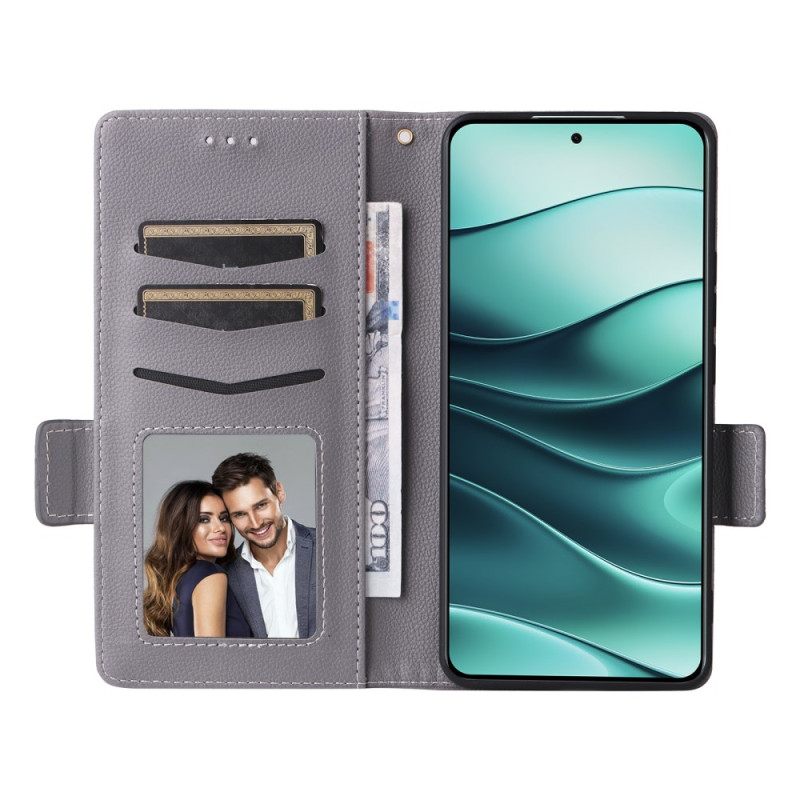 Leren Hoesje Xiaomi Redmi Note 14 5g Lychee Textuur Met Bandje Bescherming Hoesje