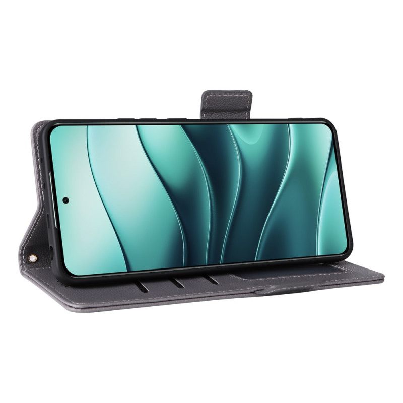 Leren Hoesje Xiaomi Redmi Note 14 5g Lychee Textuur Met Bandje Bescherming Hoesje