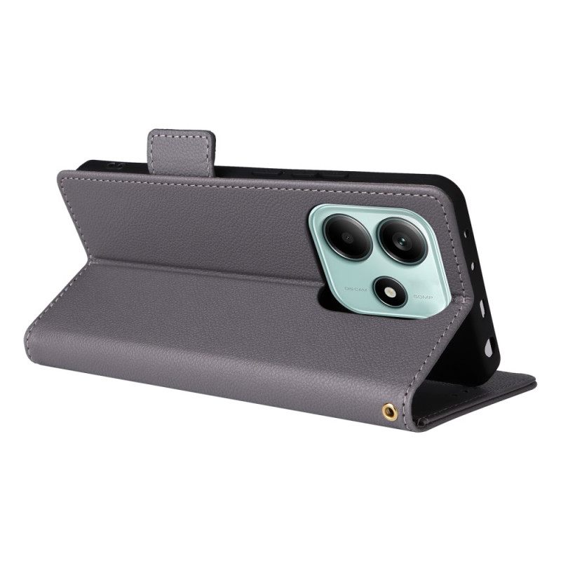 Leren Hoesje Xiaomi Redmi Note 14 5g Lychee Textuur Met Bandje Bescherming Hoesje