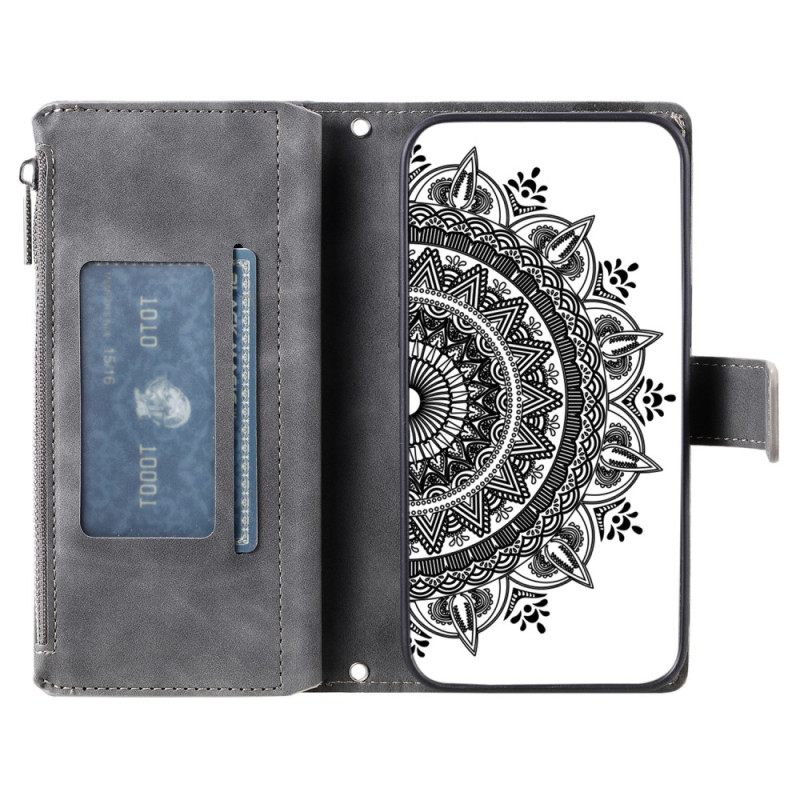 Leren Hoesje Xiaomi Redmi Note 14 5g Mandala Sun Suède-effect Bescherming Hoesje