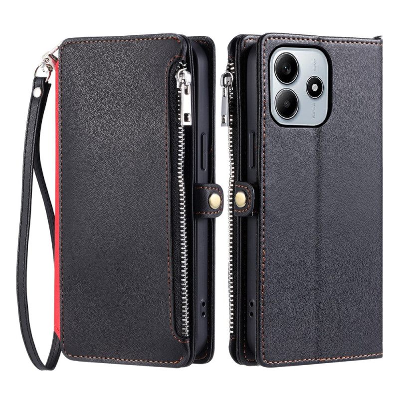Leren Hoesje Xiaomi Redmi Note 14 5g Portemonnee Met Verstelbare Riem Bescherming Hoesje