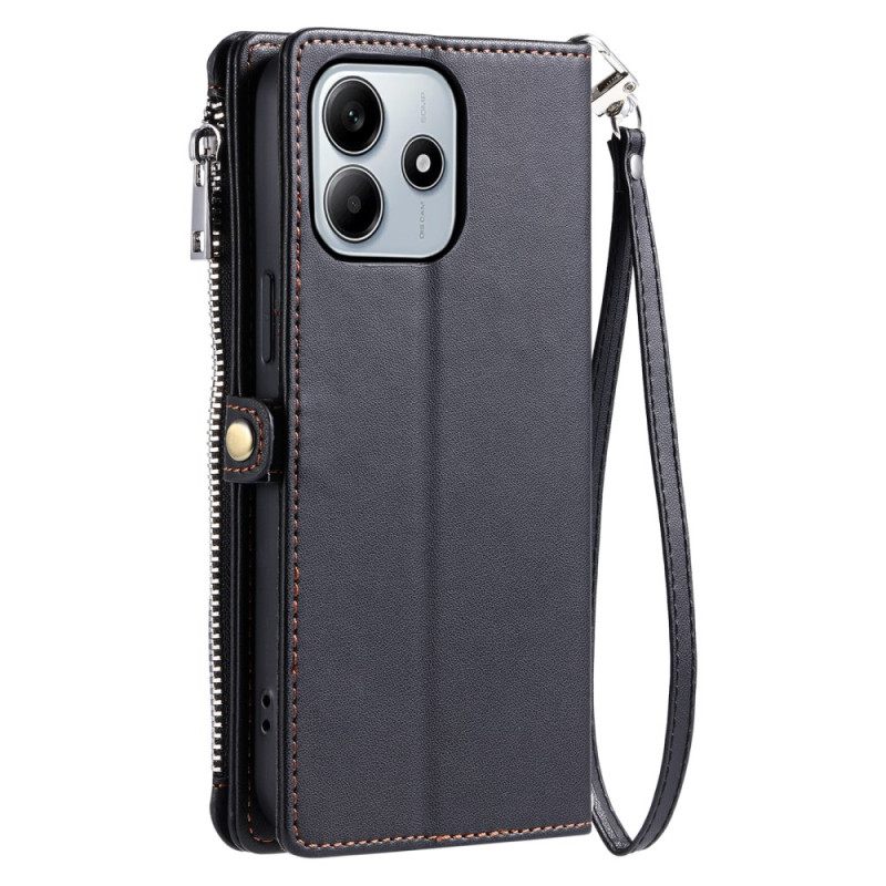 Leren Hoesje Xiaomi Redmi Note 14 5g Portemonnee Met Verstelbare Riem Bescherming Hoesje