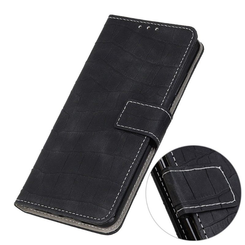 Folio-hoesje voor OnePlus Nord 2T 5G Croco-look Stiksels