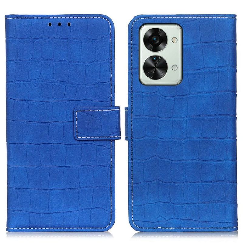 Folio-hoesje voor OnePlus Nord 2T 5G Croco-look Stiksels