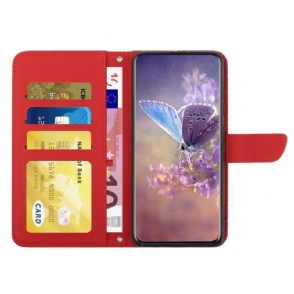 Folio-hoesje voor OnePlus Nord 2T 5G Illustratie Vlinder En Bloemen Riem