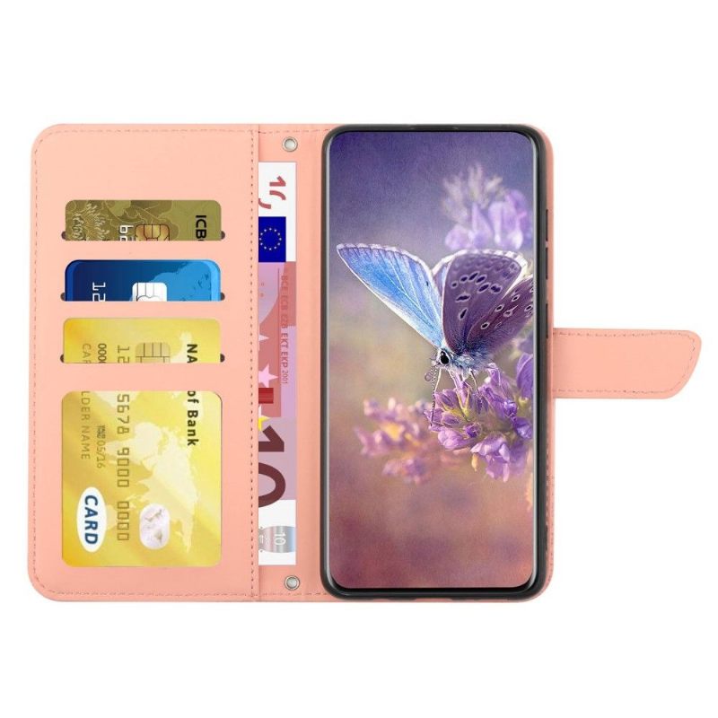 Folio-hoesje voor OnePlus Nord 2T 5G Illustratie Vlinder En Bloemen Riem