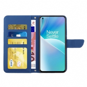 Leren Hoesje voor OnePlus Nord 2T 5G Bescherming Illustratie Vlinder En Bloemen Riem