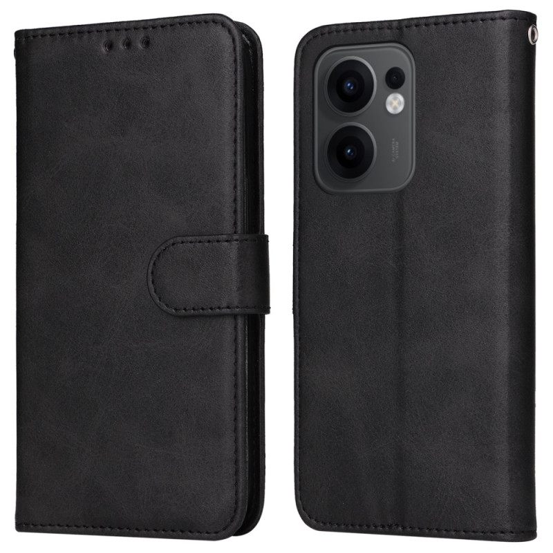 Bescherming Hoesje Oppo Reno 13f 4g / 5g / 13 Fs 5g Effen Kunstleer Met Bandje