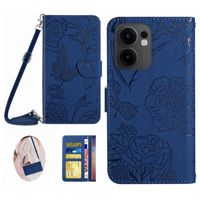 Leren Hoesje Oppo Reno 13f 4g / 5g / 13 Fs 5g Schoudertas Met Vlinderprint