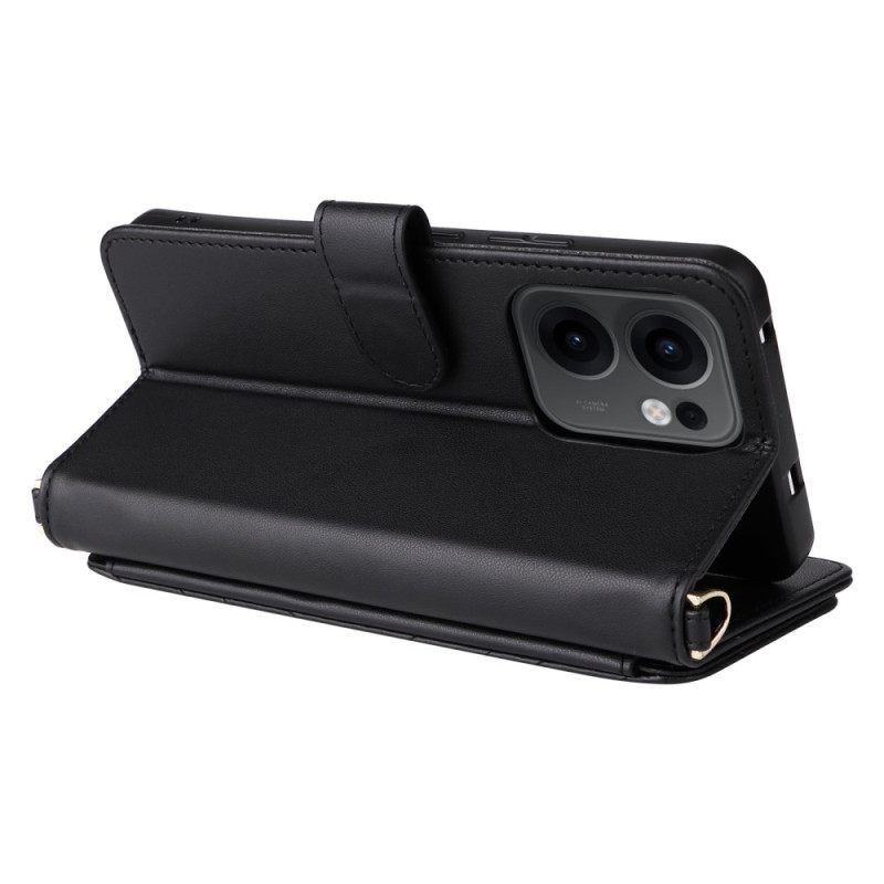 Leren Hoesje Voor Oppo Reno 13f 4g / 5g / 13 Fs 5g Premium Retro Schouderband En Koord