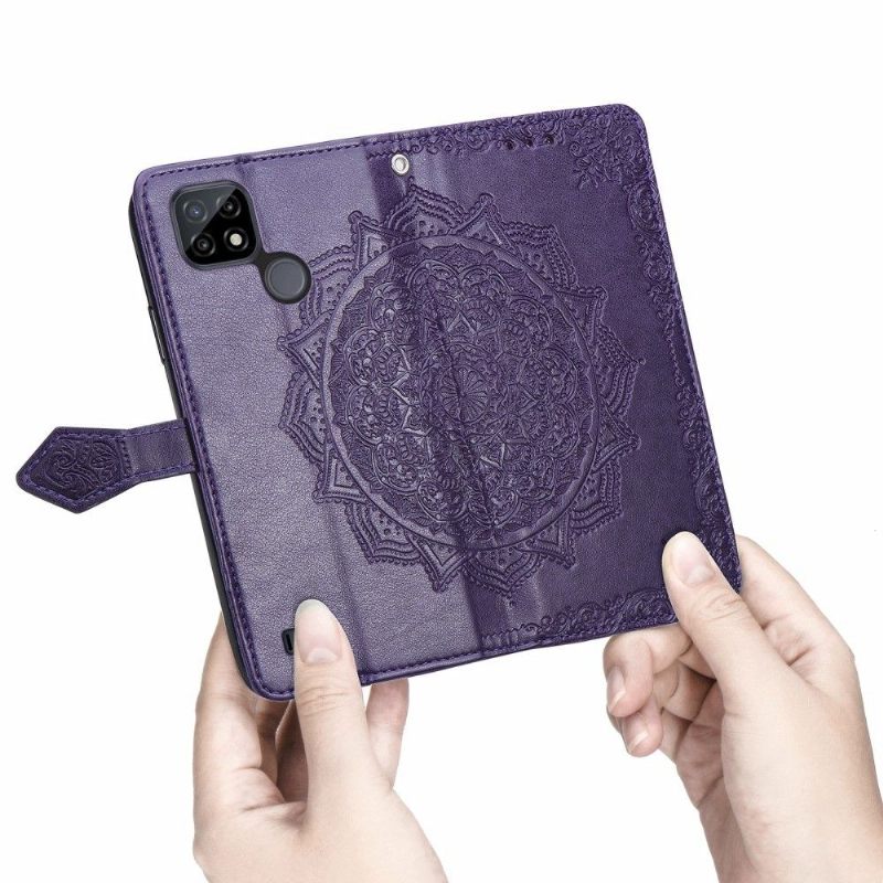Leren Hoesje voor Realme C21 Mandala-reliëf In Kunstleer