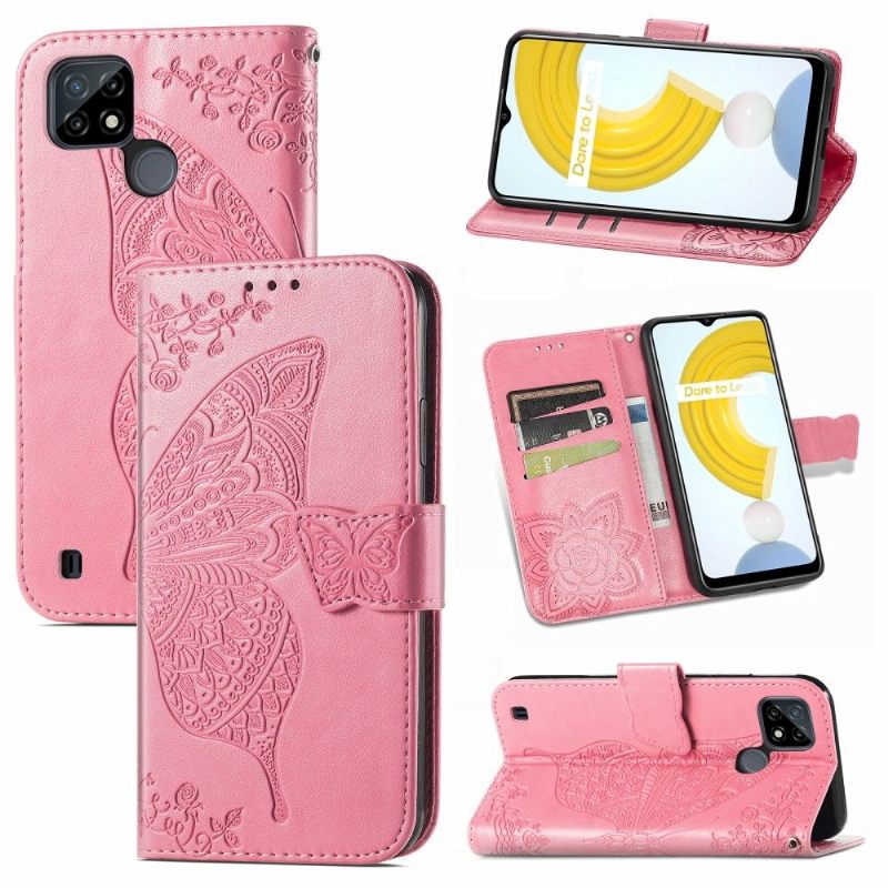 Leren Hoesje voor Realme C21 Reliëfvlinder