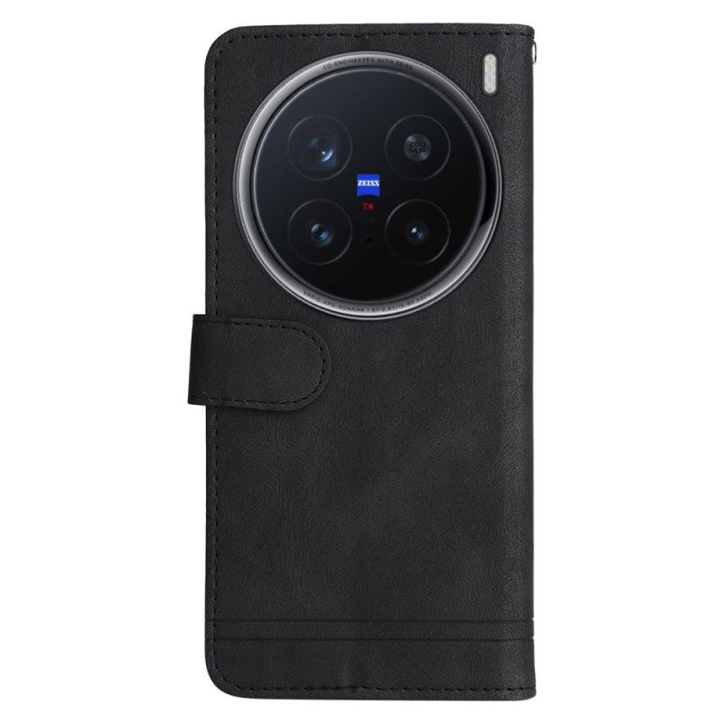 Folio-hoesje Vivo X200 Pro Telefoonhoesje Klinknagels Met Suède-effect Decoratie