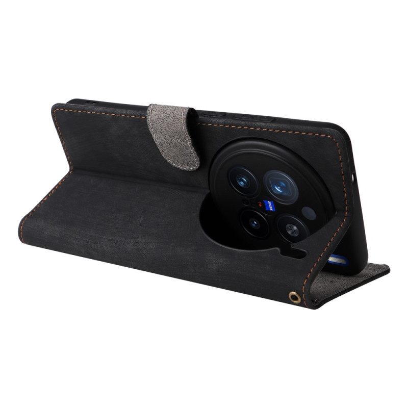 Folio-hoesje Vivo X200 Pro Telefoonhoesje Suède-effect Band