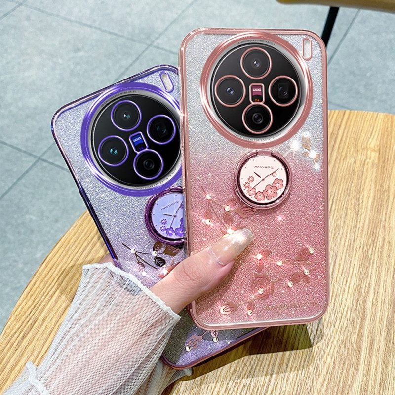 Hoesje Vivo X200 Pro Bloem- En Strass-standaard Kadem Bescherming Hoesje