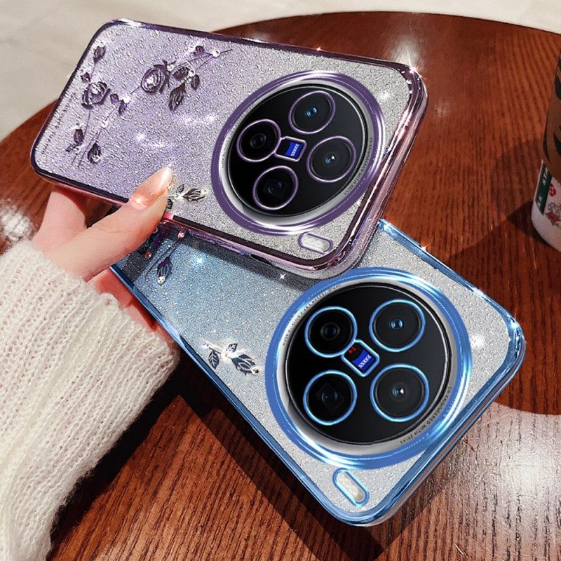 Hoesje Vivo X200 Pro Bloem- En Strass-standaard Kadem Bescherming Hoesje