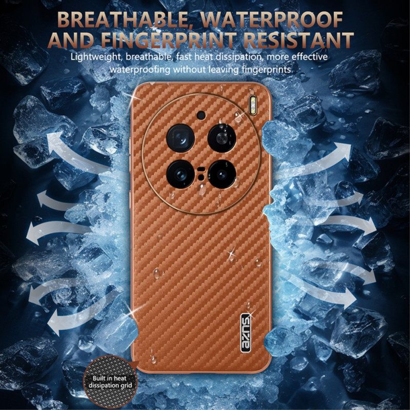 Hoesje Vivo X200 Pro Portemonnee Met Ritssluiting Van Koolstofvezel