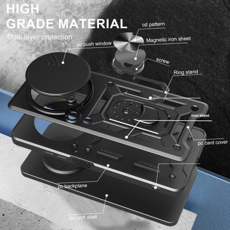 Hoesje Vivo X200 Pro Schuifbare Cameraklep En Geïntegreerde Standaard Bescherming Hoesje