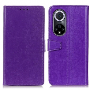 Folio-hoesje voor Honor 50 Eenvoudig Glanzend Leereffect
