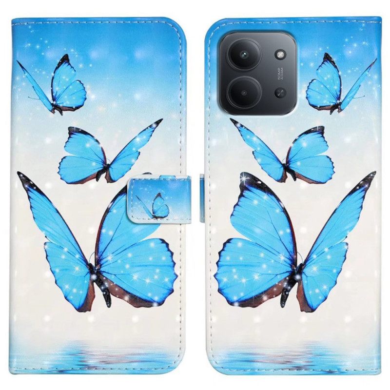 Flip Case Leren Poco C85 Drie Vlinders