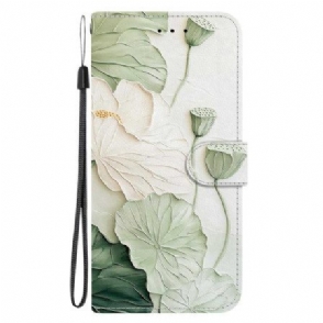 Flip Case Leren Poco C85 Groene Bloemen