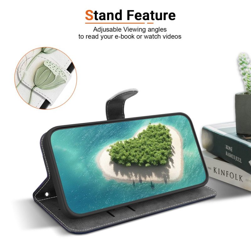 Flip Case Leren Poco C85 Groene Bloemen