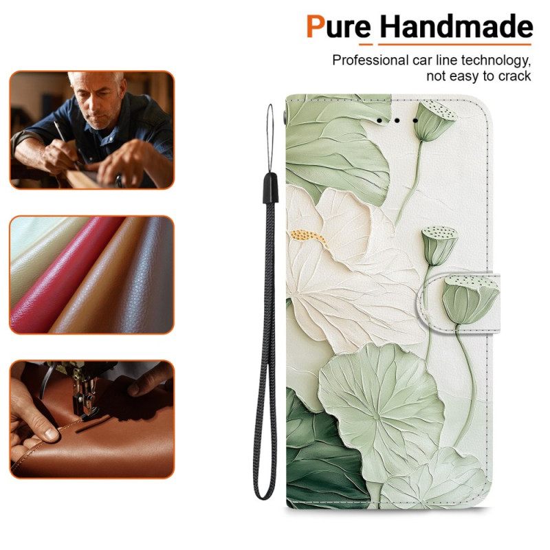 Flip Case Leren Poco C85 Groene Bloemen