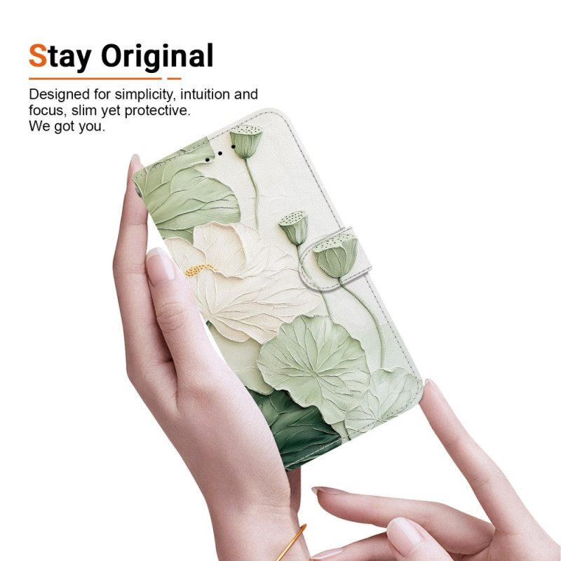 Flip Case Leren Poco C85 Groene Bloemen