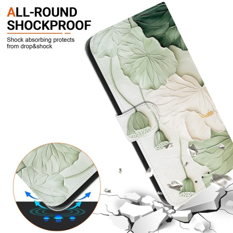 Flip Case Leren Poco C85 Groene Bloemen