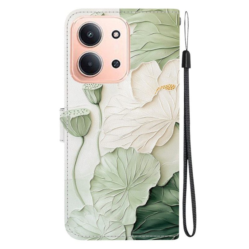 Flip Case Leren Poco C85 Groene Bloemen