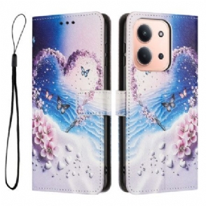 Flip Case Leren Poco C85 Hart En Vlinders