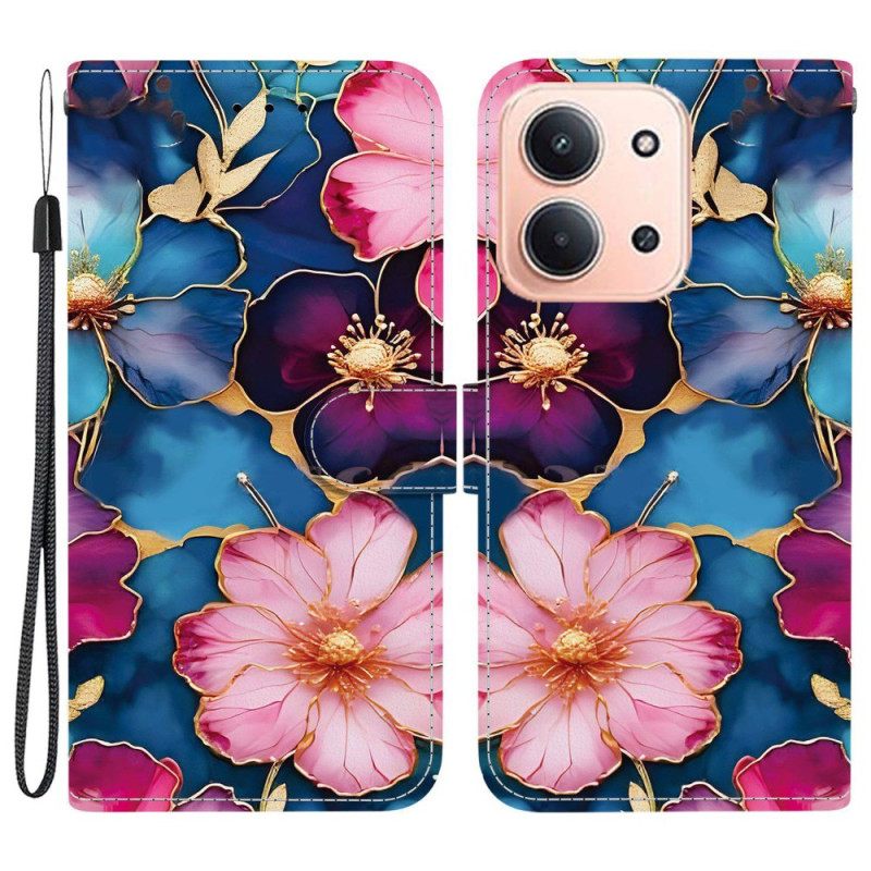 Flip Case Leren Poco C85 Kleurrijk Bloemenarrangement