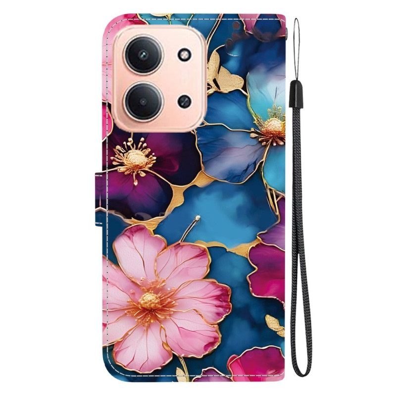 Flip Case Leren Poco C85 Kleurrijk Bloemenarrangement