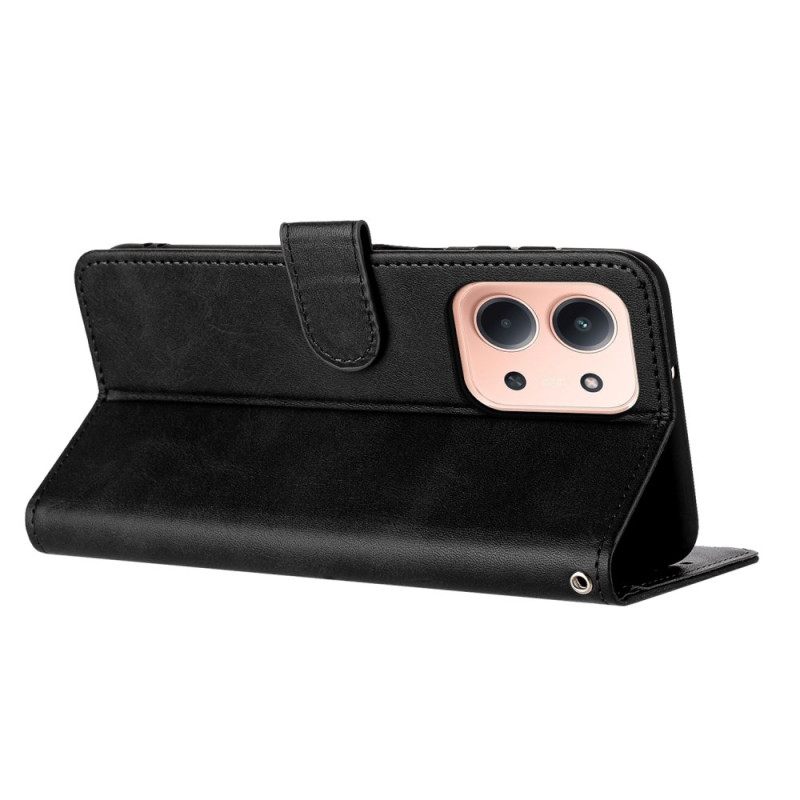 Flip Case Leren Poco C85 Leereffect Met Bandje