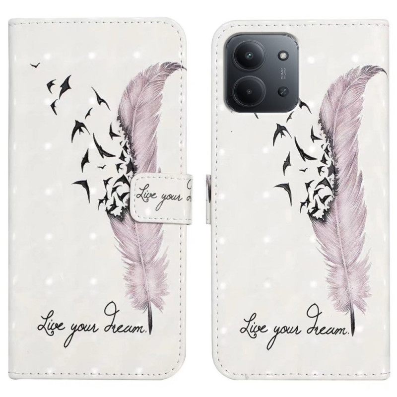 Flip Case Leren Poco C85 Roze Veer