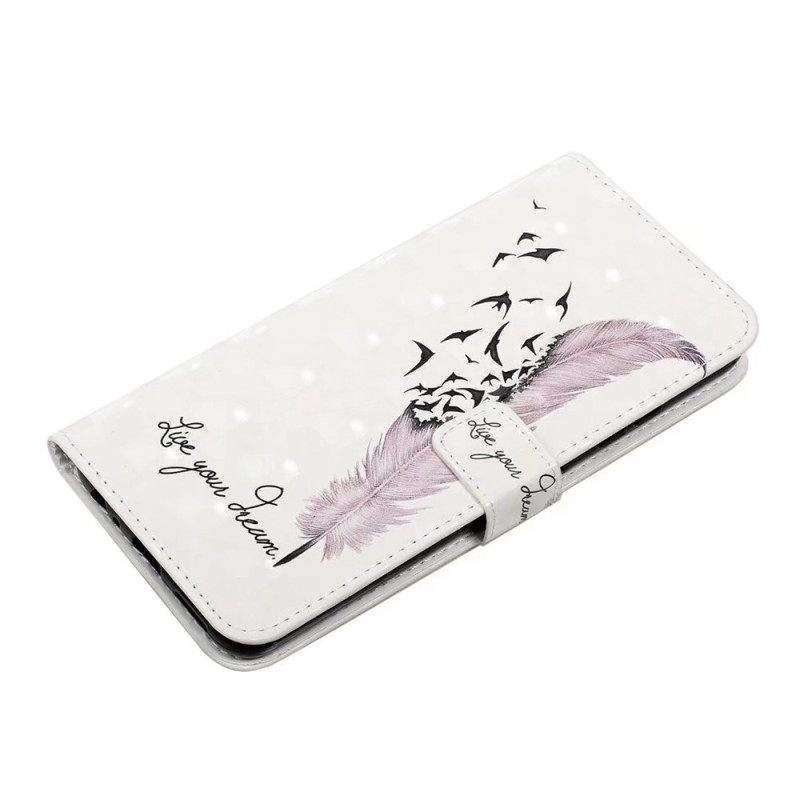 Flip Case Leren Poco C85 Roze Veer
