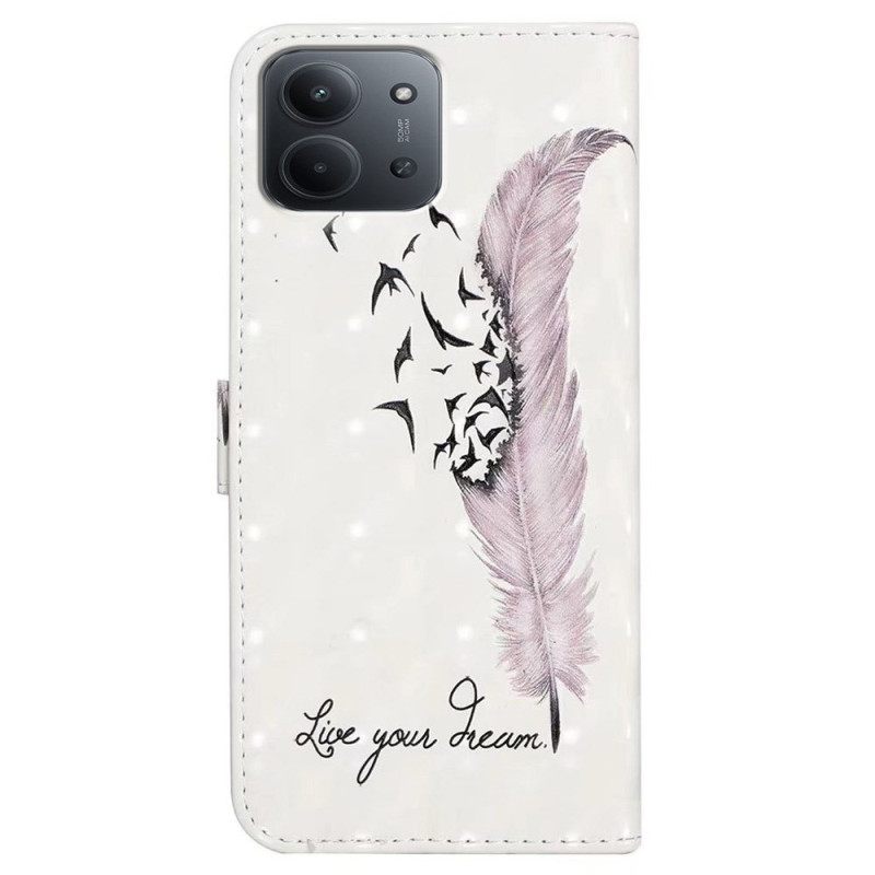 Flip Case Leren Poco C85 Roze Veer