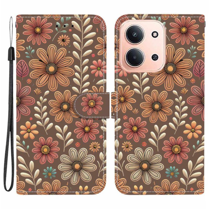 Folio-hoesje Poco C85 Bruine Bloemen