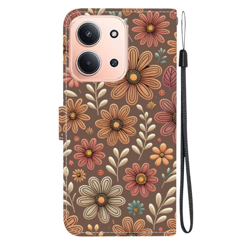 Folio-hoesje Poco C85 Bruine Bloemen