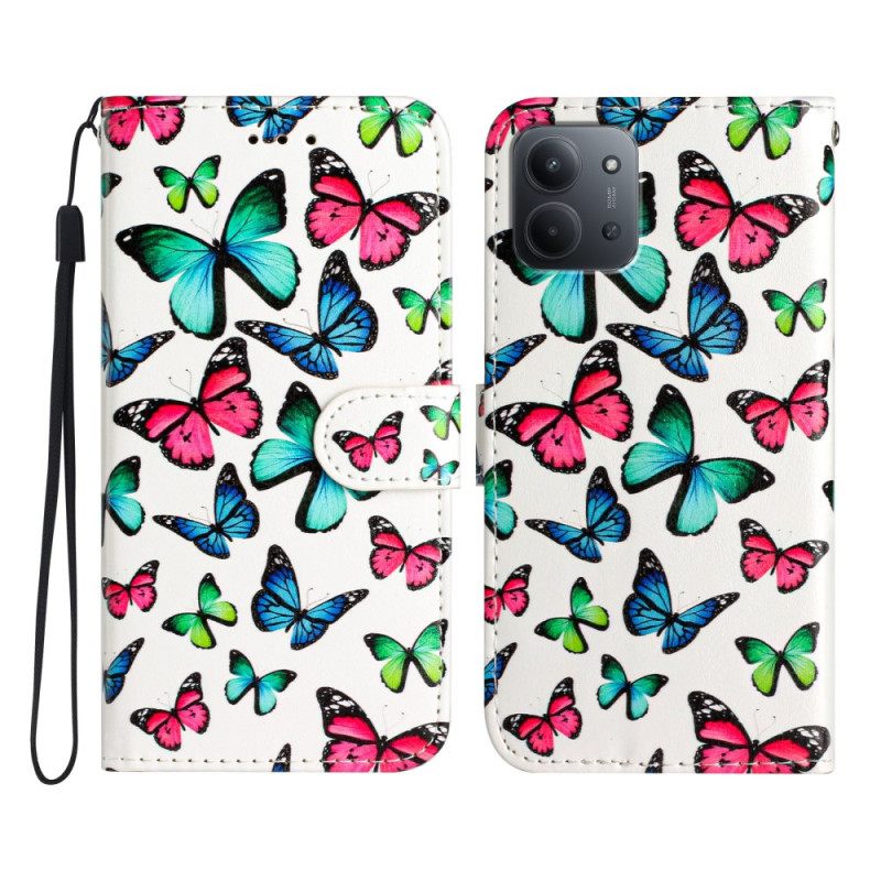 Folio-hoesje Poco C85 Telefoonhoesje Kleurrijke Vlinders