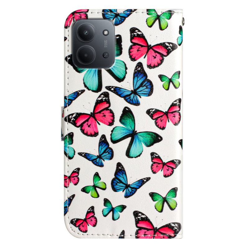 Folio-hoesje Poco C85 Telefoonhoesje Kleurrijke Vlinders