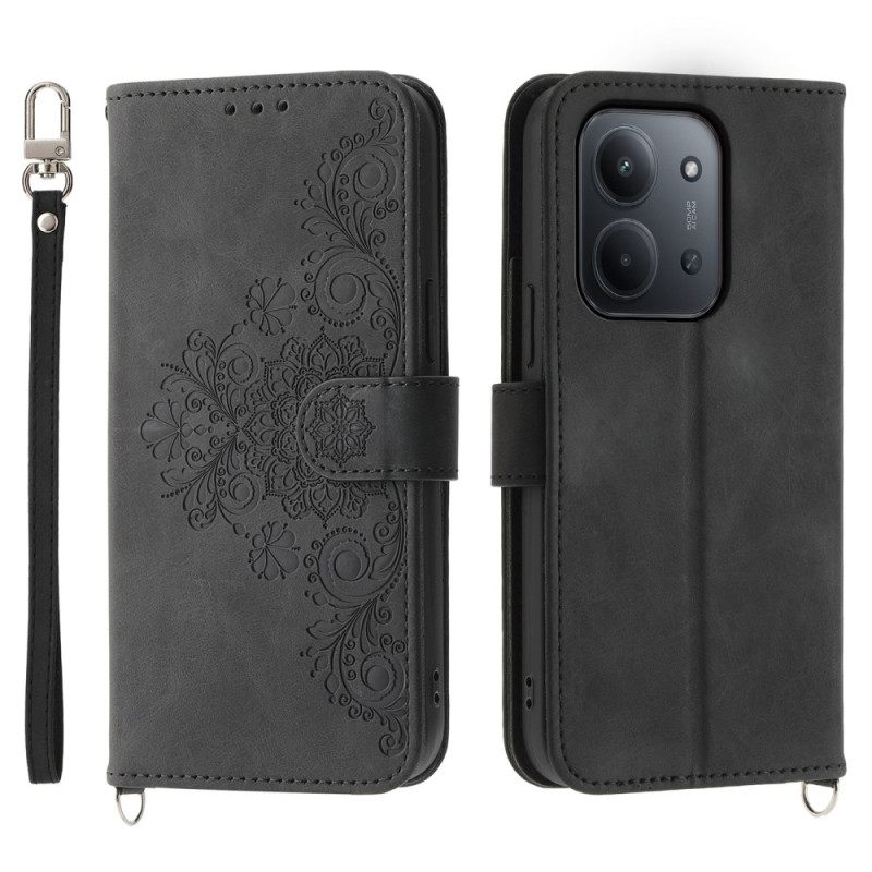 Folio-hoesje Poco C85 Telefoonhoesje Suède Kanteffect