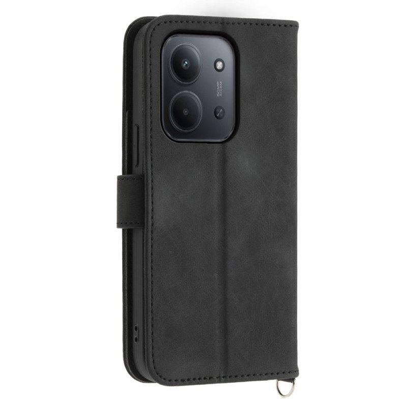 Folio-hoesje Poco C85 Telefoonhoesje Suède Kanteffect