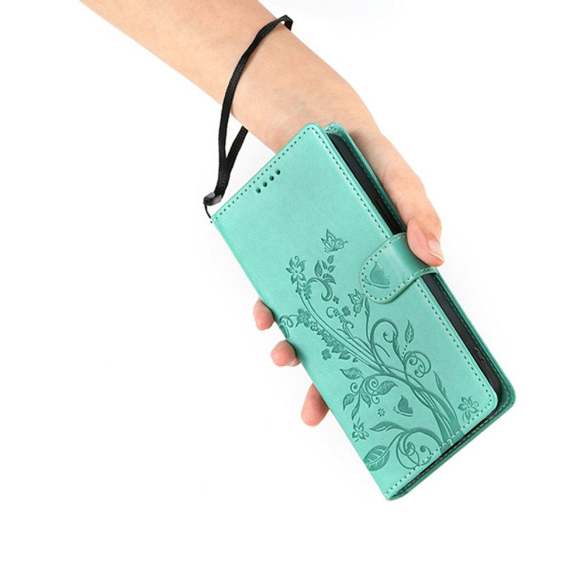 Leren Hoesje Poco C85 Bloemenprint Bescherming Hoesje