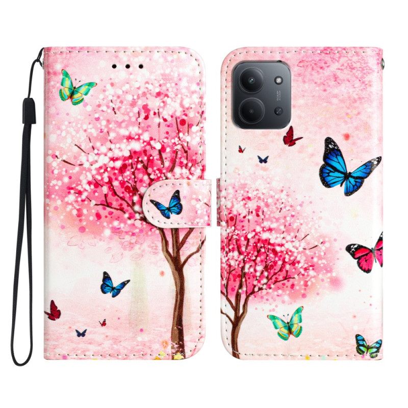 Leren Hoesje Poco C85 Kersenbloesem Bescherming Hoesje