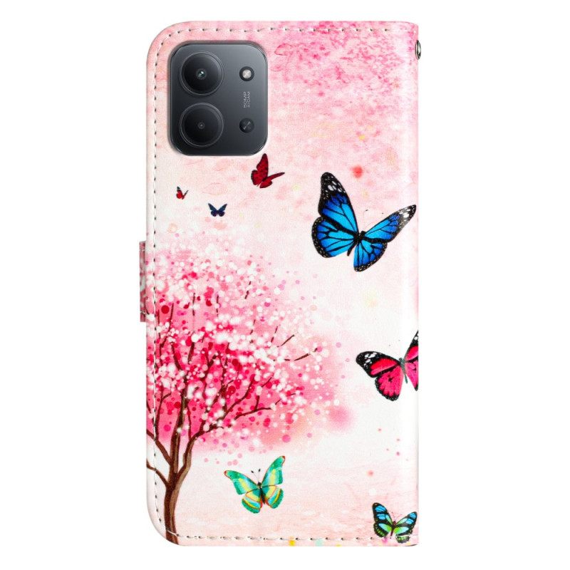 Leren Hoesje Poco C85 Kersenbloesem Bescherming Hoesje