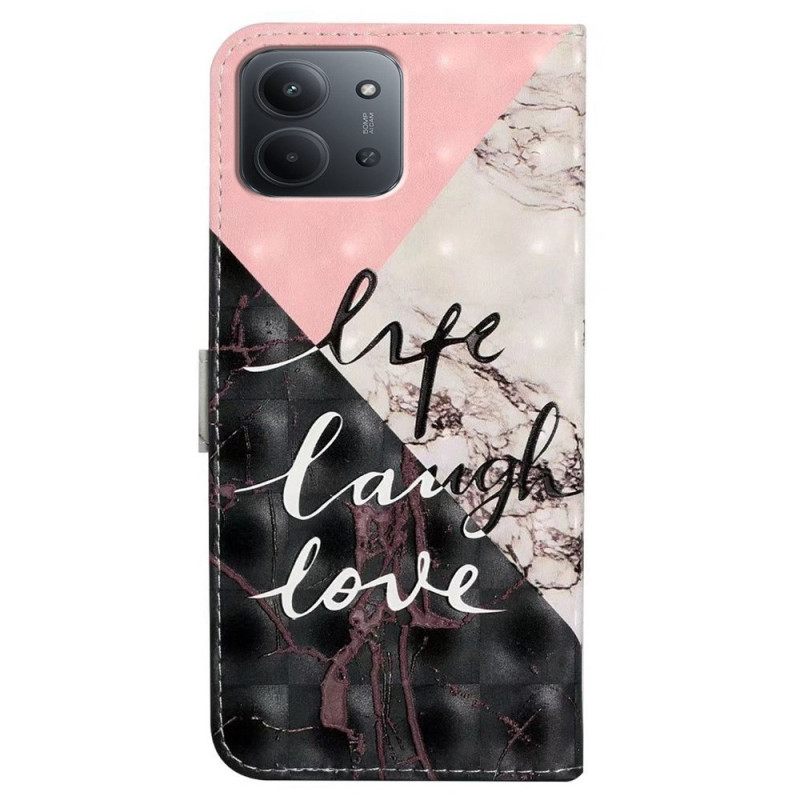 Leren Hoesje Poco C85 Leven Lachen Liefde Bescherming Hoesje