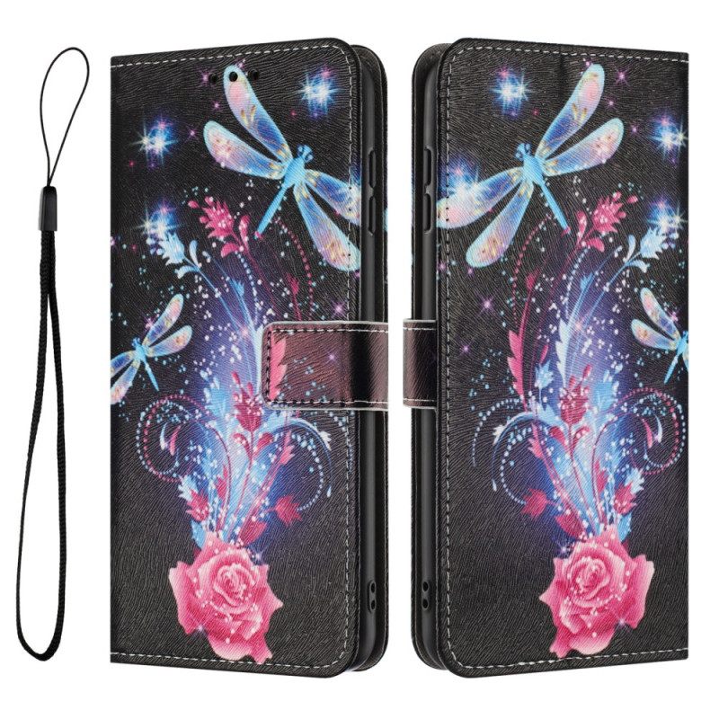 Leren Hoesje Poco C85 Libellen Bescherming Hoesje