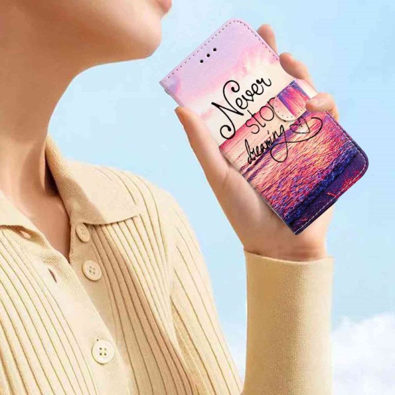 Leren Hoesje Poco C85 Nooit Stoppen Met Dromen